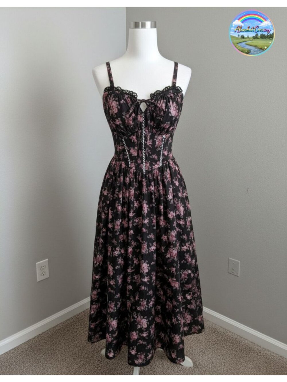 Floral Corset Dress Summer Milkmaid Sundress Midi Cottagecore
